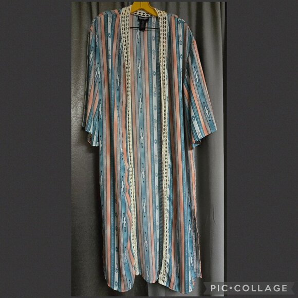 Wrangler Retro Sweaters - Wrangler Retro Multicolor Aztec Size S EUC Long Duster Kimono Western Boho